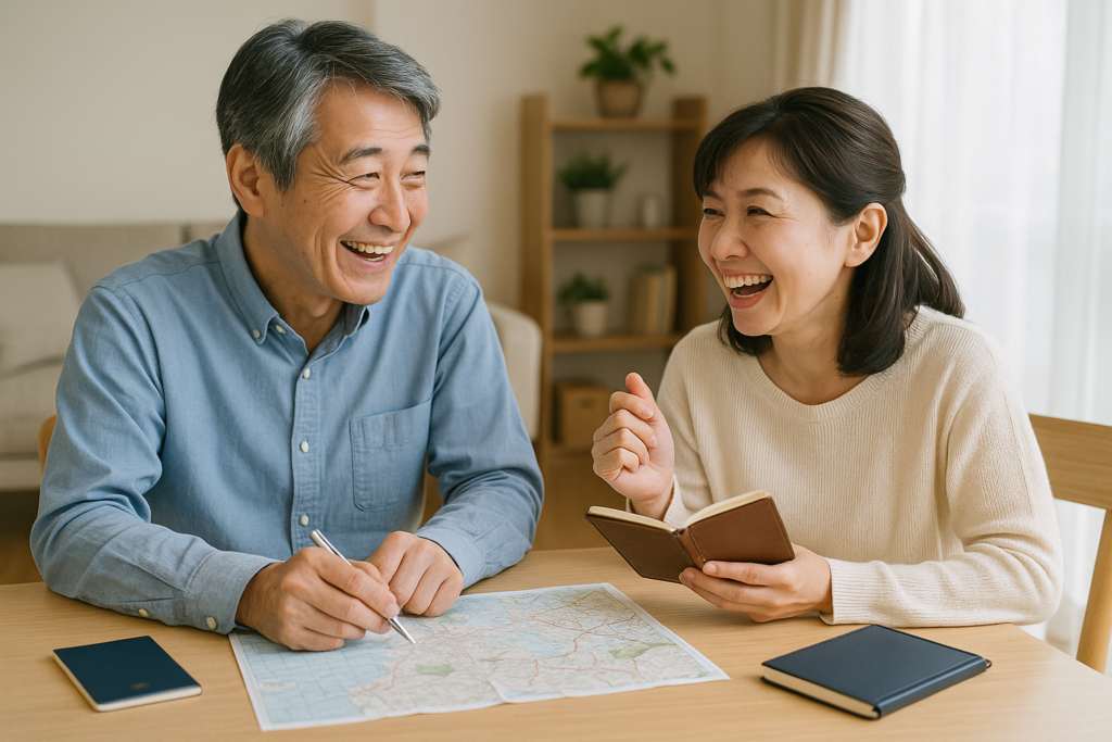 旅を計画する老夫婦