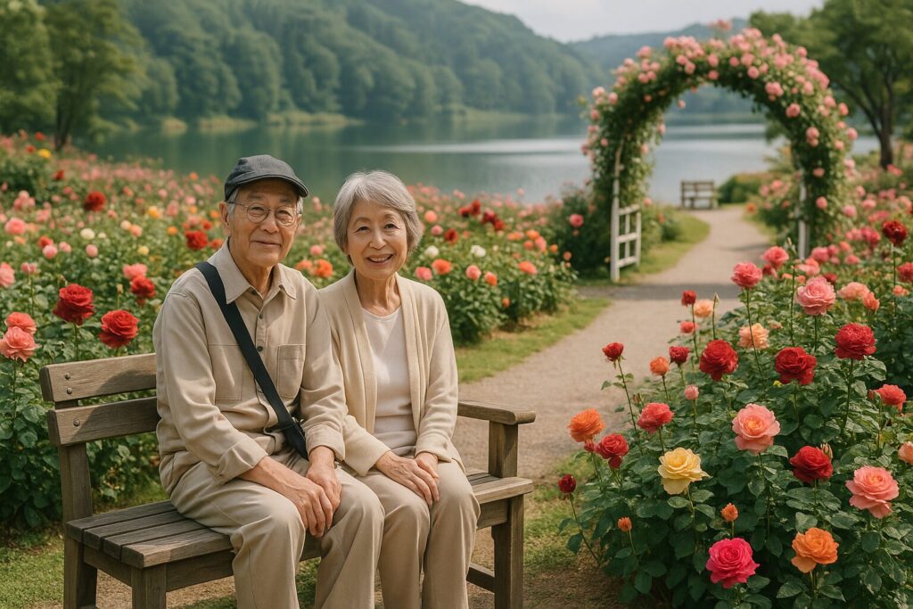 AI画像 バラ園の夫婦